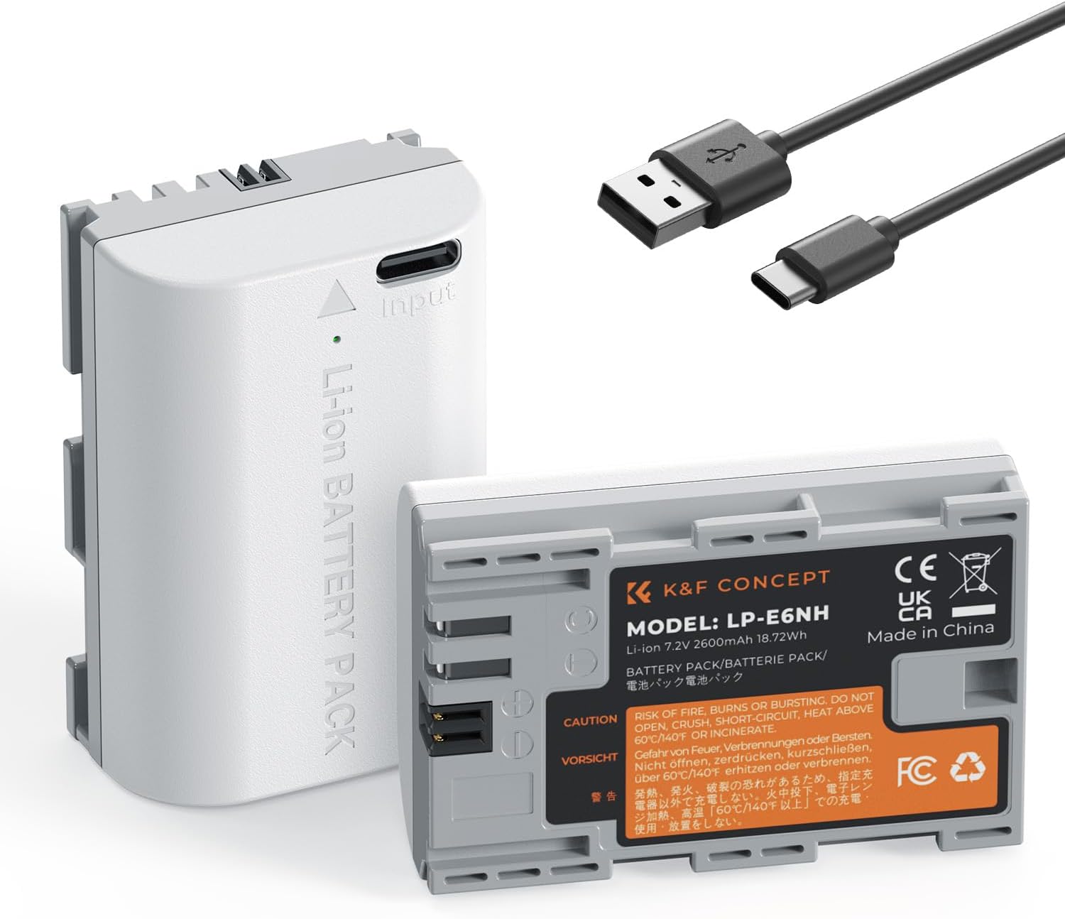 K&F LP-E6NH 2600mAh Camera Battery with USB-C Fast Charging | Camera Ark
